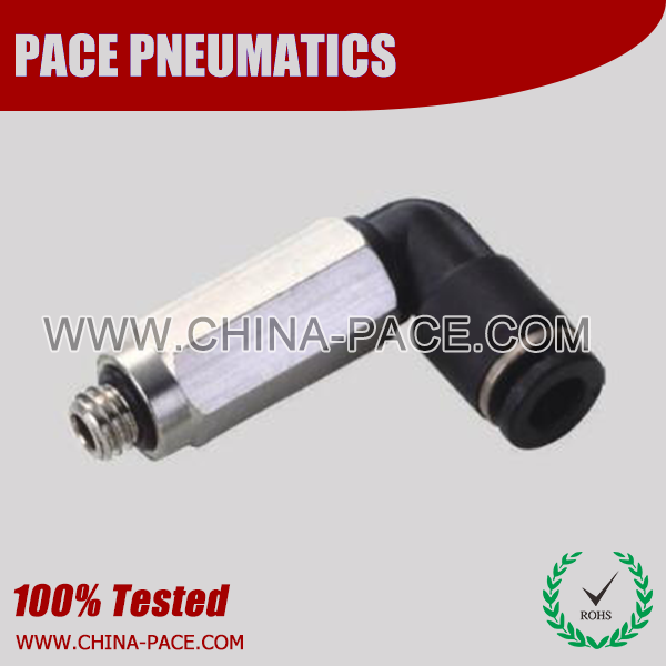 Compact Extended Male Elbow One Touch Fittings, Compact Push To Connect Fitting, Miniature Pneumatic Fittings, Air Fittings, one touch tube fittings, Pneumatic Fitting, Nickel Plated Brass Push in Fittings